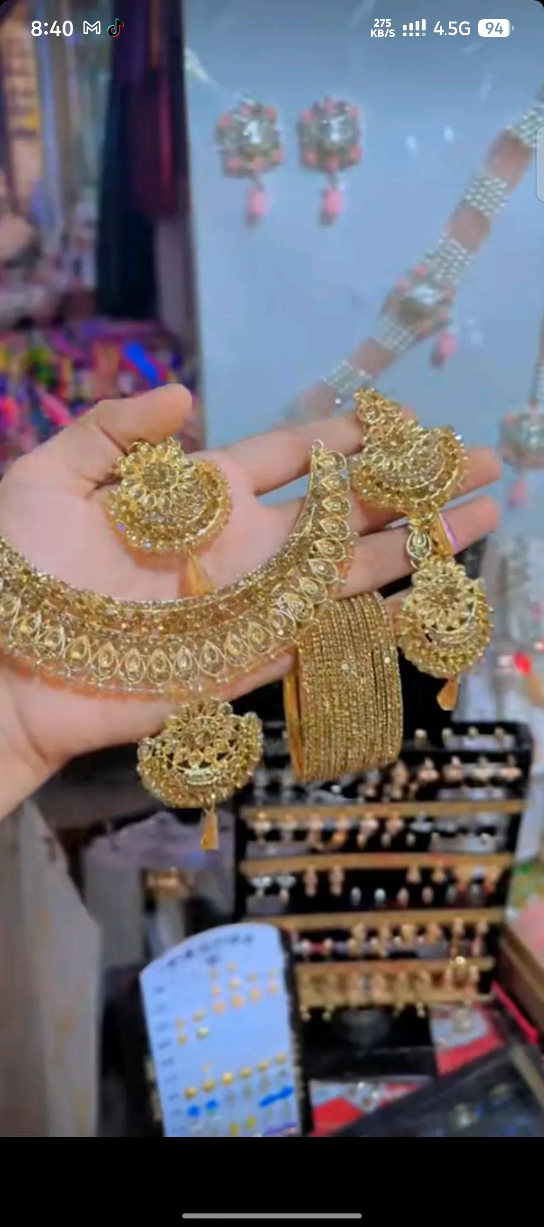 Gold Plated Bridal Set with Crystal Accents
*Product Description*: This stunning bridal set is perfect for Pakistani brides looking for a luxurious yet affordable option for their special day. Designed with intricate floral patterns and sparkling crystals