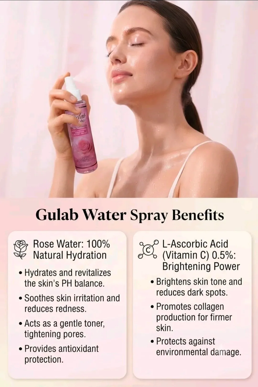 Gulab water for Brightening skin tone reduce dark sport,